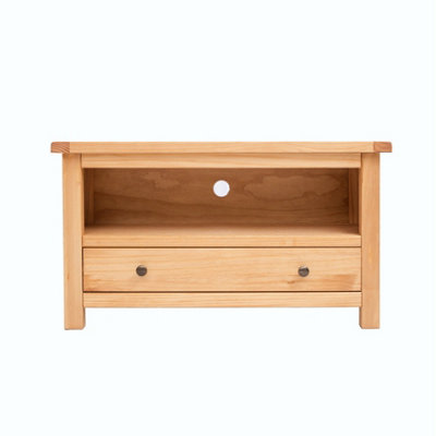 B&Q -  Lugo Waxed 1 Drawer Tv Cabinet Brass Knob