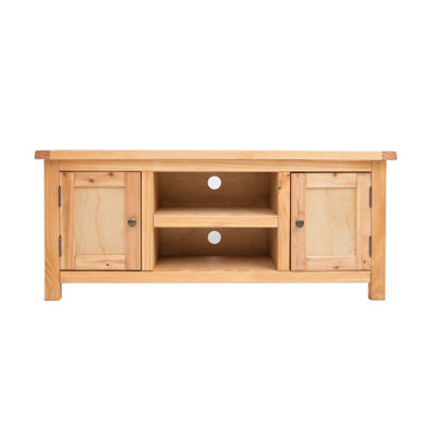 B&Q -  Lugo Waxed 2 Door Tv Cabinet Brass Knob