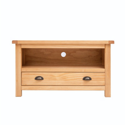 B&Q -  Lugo Waxed 1 Drawer Tv Cabinet Brass Cup Handle
