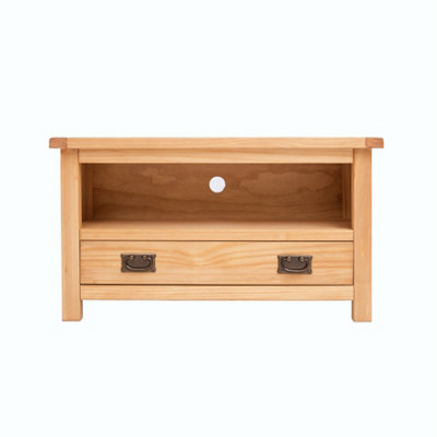 B&Q -  Lugo Waxed 1 Drawer Tv Cabinet Brass Drop Handle