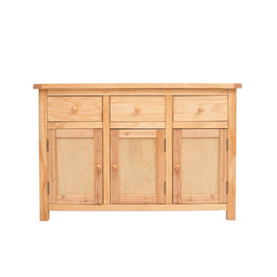 Cabinet Bits Lugo Waxed 3 Drawer 3 Door Sideboard Wood Knob