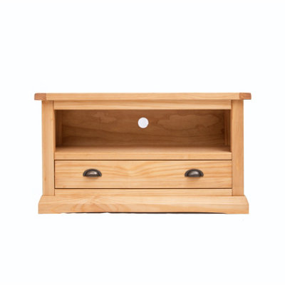 B&Q -  Lucca Waxed 1 Drawer Tv Cabinet Brass Cup Handle