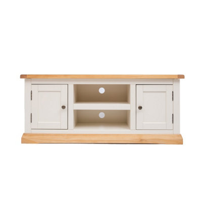 B&Q -  Trevi Off White 2 Door Tv Cabinet Brass Knob