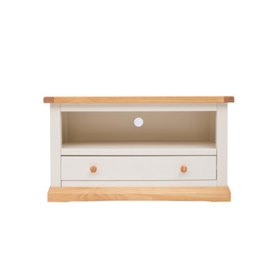 B&Q -  Trevi Off White 1 Drawer Tv Cabinet Wood Knob