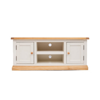 B&Q -  Trevi Off White 2 Door Tv Cabinet Wood Knob