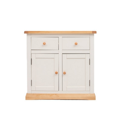 B&Q -  Trevi Off White 2 Drawer 2 Door Sideboard Wood Knob