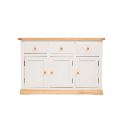 B&Q -  Trevi Off White 3 Drawer 3 Door Sideboard Wood Knob