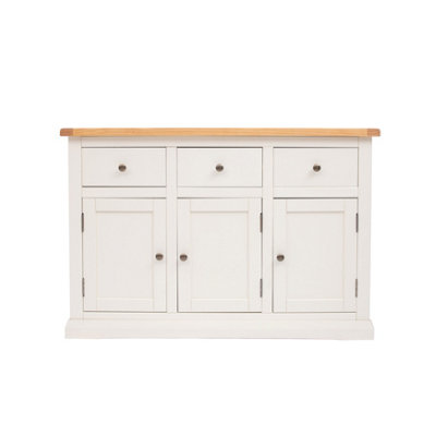 B&Q -  Castelli Off White 3 Drawer 3 Door Sideboard Brass Knob