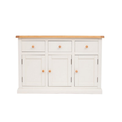 B&Q -  Castelli Off White 3 Drawer 3 Door Sideboard Wood Knob