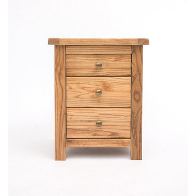 Cabinet Bits Trivento 3 Drawer Bedside Table - Light Wood / Brass Knob - Image 4