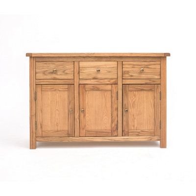 B&Q -  Trivento Light Wood 3 Drawer 3 Door Sideboard Brass Knob