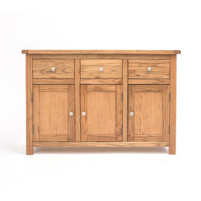 B&Q -  Trivento Light Wood 3 Drawer 3 Door Sideboard Chrome Knob