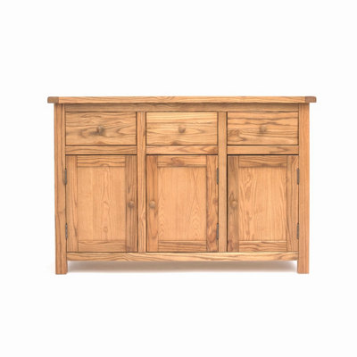 B&Q -  Trivento Light Wood 3 Drawer 3 Door Sideboard Wood Knob
