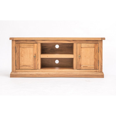 B&Q -  Salerno Light Wood 2 Door Tv Cabinet Brass Knob