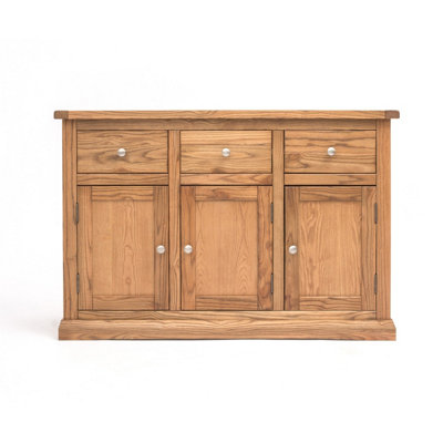 B&Q -  Salerno Light Wood 3 Drawer 3 Door Sideboard Chrome Knob