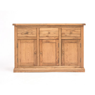 B&Q -  Salerno Light Wood 3 Drawer 3 Door Sideboard Wood Knob