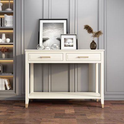 Rackhams White Palazzi 2 Drawer Console Table - Off - Image 4