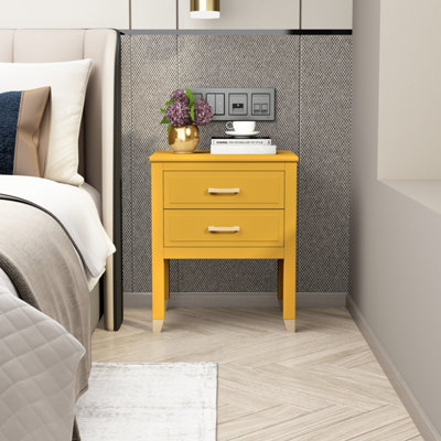 Cabinet Bits Palazzi 2 Drawer Bedside Table Mustard
