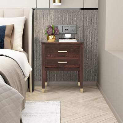 Cabinet Bits Palazzi 2 Drawer Bedside Table Brown