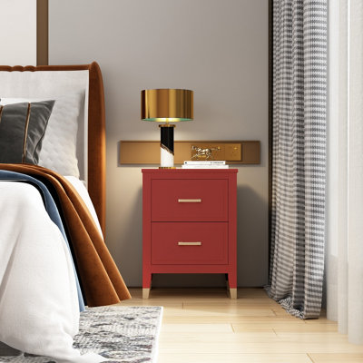 Rackhams Red Palazzi 2 Drawer Bedside Table - Image 4