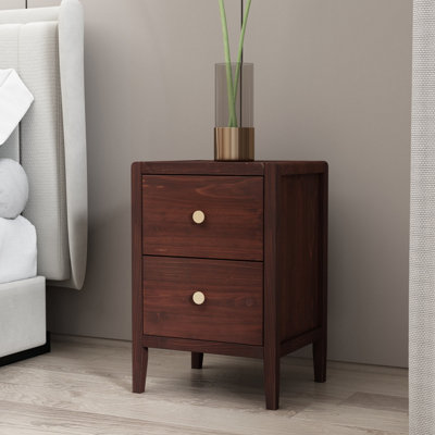 Vito Bedside Table - Pine/Wood/Metal - Brown - 2 Drawers - Image 3
