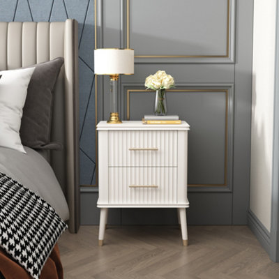 Cabinet Bits White Cozzano 2 Drawer Bedside Table - Image 4