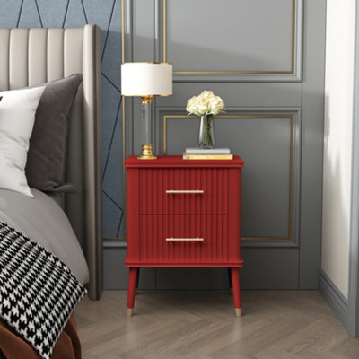 Rackhams Red Cozzano 2 Drawer Bedside Table - Image 4