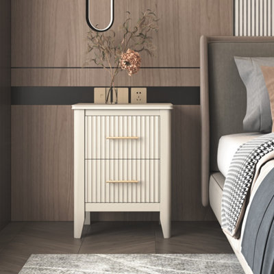 Rackhams White Fregona 2 Drawer Bedside Table - Image 4