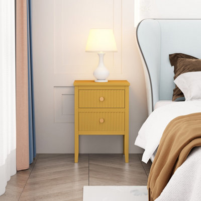 Cabinet Bits Bellaria 2 Drawer Mustard Bedside Table from B&Q