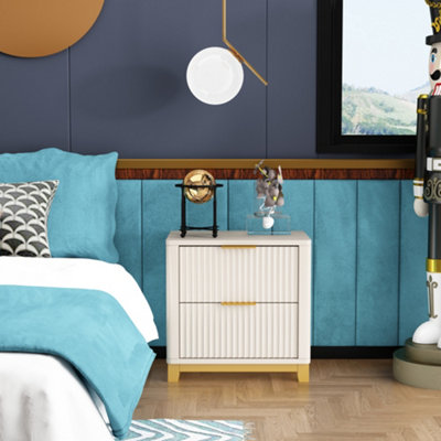 B&Q -  Molino 2 Drawer White Bedside Table