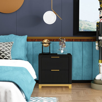 Cabinet Bits Black Molino 2 Drawer Bedside Table - Image 3