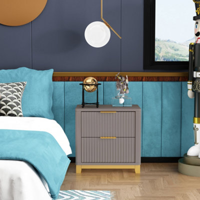 B&Q -  Molino 2 Drawer Grey Bedside Table