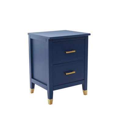 Cabinet Bits Gold Palazzi 2 Drawer Bedside H61 W45 D40cm - Navy - Image 3