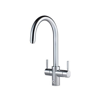 Insinkerator 4N1 Touch Chrome J Shape Instant Filtered Steaming Hot And Cold Water With Mains Hot & Cold Kitchen Mixer Tap Size 4