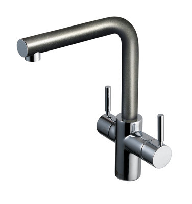 Insinkerator 3N1 Anthracite L Shape Instant Steaming Hot WaterMains Hot & Cold Kitchen Mixer Tap from B&Q