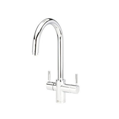 Insinkerator 3N1 Chrome J Shape Instant Filtered Steaming Hot Water With Mains Hot & Cold Kitchen Mixer Tap from B&Q