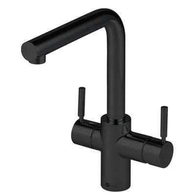 Insinkerator 3N1 Velvet Black L Shape Instant Filtered Steaming Hot Water With Mains Hot & Cold Kitchen Mixer Tap from B&Q