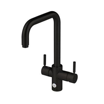 Insinkerator Black 4N1 Touch Velvet U Shape Instant Filtered Steaming Hot And Cold Water With Mains Hot & Cold Kitchen Mixer Tap Size 4