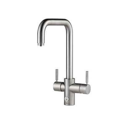 Insinkerator 4N1 Touch Brushed Steel U Shape Instant Filtered Steaming Hot And Cold Water With Mains Hot & Cold Kitchen Tap Size 4