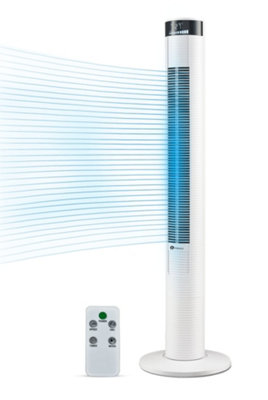 Puremate 46 Inch Oscillating Tower Fan With Timer Sleep Mode And Remote Control - White
