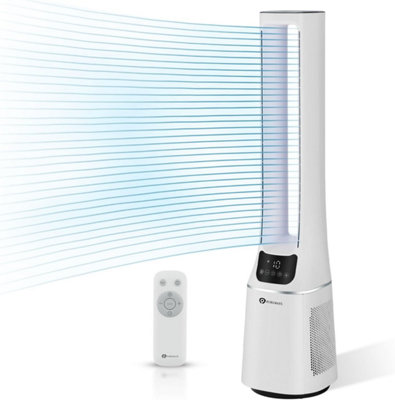 Puremate 42-Inch Bladeless Tower Fan With Air Purifier - White