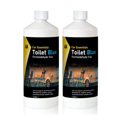 Aa Toilet Blue Fluid 2 X 1 Litre, Toilet Cleaner For Caravan And Motorhome, Formaldehyde Free