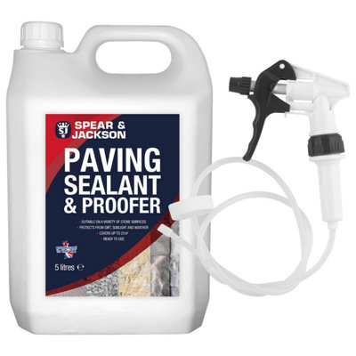 Spear & Jackson Spear And JacksonPaving Sealant And Proofer5 Litre Water SealWith Long Hose TriggerBreathableColourless Waterseal Fo from B&Q