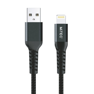 Mitec Usb ALightning Non-Biodegradable Charging Cable1MBlack from B&Q