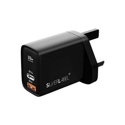 SilverLabel 33W USB-A & PD Mains Charger - Black - Image 3