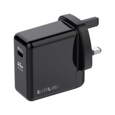 Silverlabel 45W Pd Mains Charger Black from B&Q