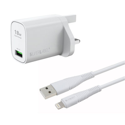 SilverLabel 18W USB-A Wall Charger and Lightning Cable Bundle - White - Image 4