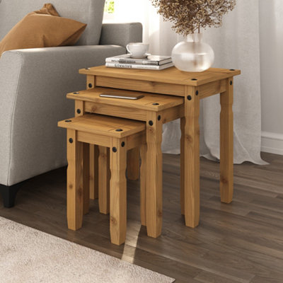 Mews Corona Nest Of Tables Mexican Solid Pine Set Of 3 Coffee Side Table from B&Q