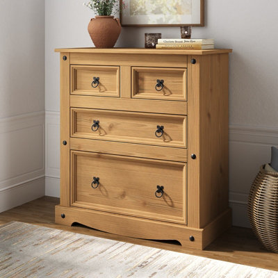 Mews Corona 4 Drawer Chest Of Drawers 2 + 2 Solid Mexican Pine from B&Q
