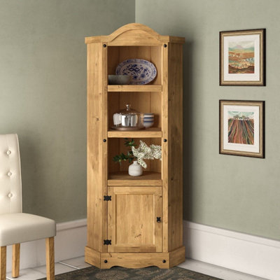 Mews Corona Corner Bookcase Pine Display Cupboard 3 Book Shelves Mexican from B&Q
